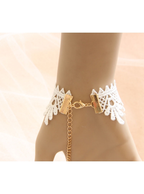 Palace Baroque Fashion Retro White Pearl Lace Flower Bride Female Bracelet