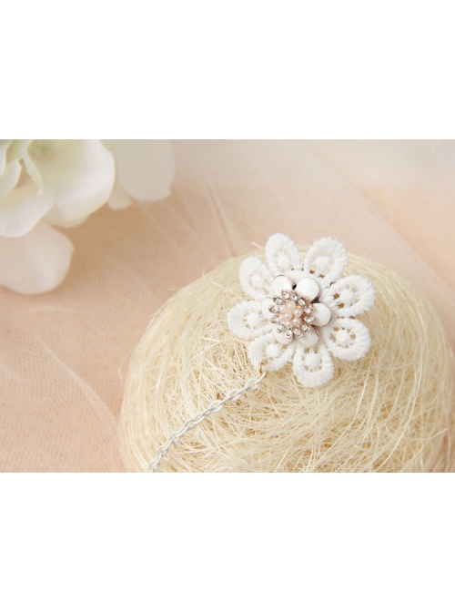 Palace Baroque Fashion Retro White Pearl Lace Flower Bride Female Bracelet