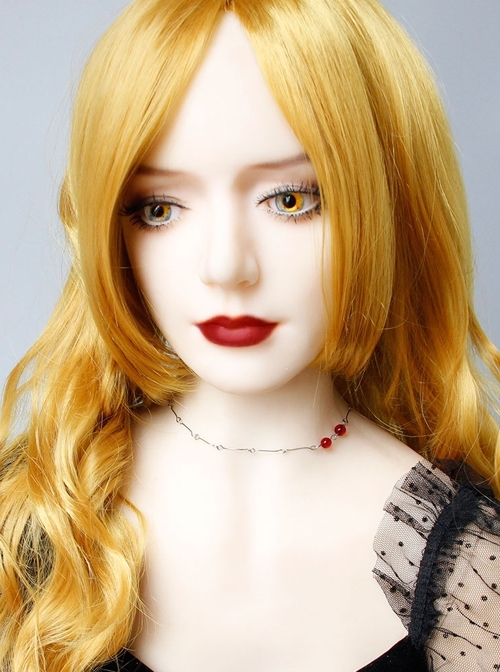 Fashion Retro Simple Halloween Vampire Bite Mark Stainless Steel Ruby Gothic Female Choker