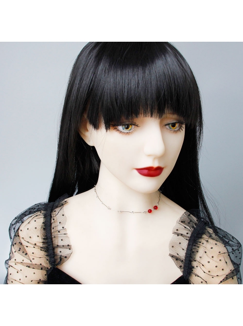 Fashion Retro Simple Halloween Vampire Bite Mark Stainless Steel Ruby Gothic Female Choker