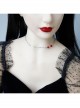 Fashion Retro Simple Halloween Vampire Bite Mark Stainless Steel Ruby Gothic Female Choker