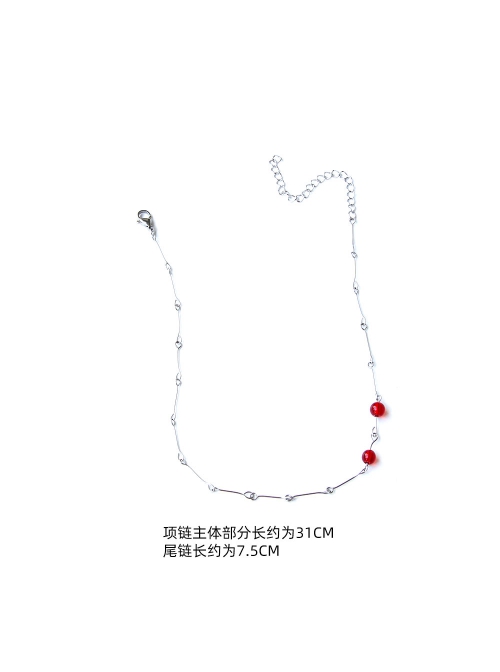 Fashion Retro Simple Halloween Vampire Bite Mark Stainless Steel Ruby Gothic Female Choker