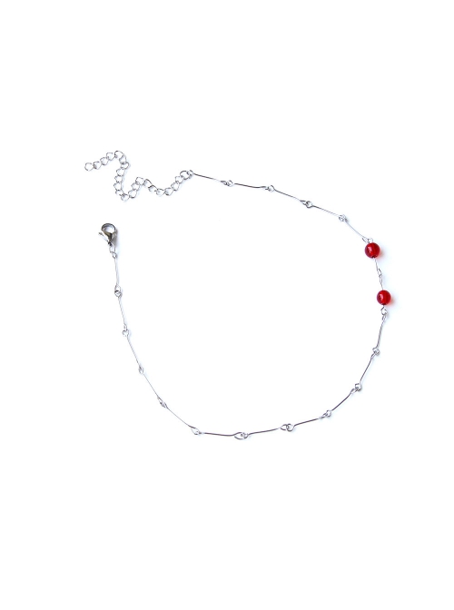 Fashion Retro Simple Halloween Vampire Bite Mark Stainless Steel Ruby Gothic Female Choker