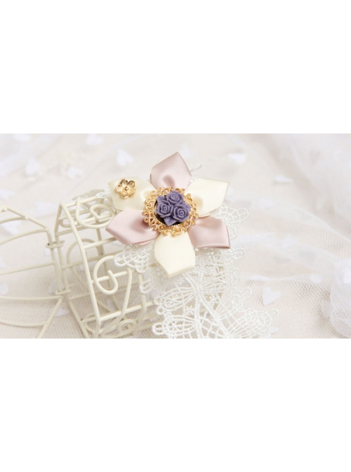 Baroque Retro Fashion White Lace Purple Rose Flower Retro Female Bracelet