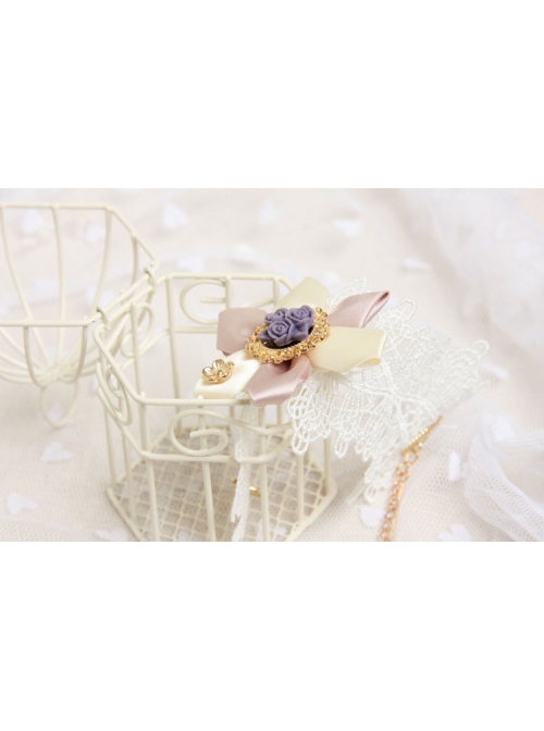 Baroque Retro Fashion White Lace Purple Rose Flower Retro Female Bracelet