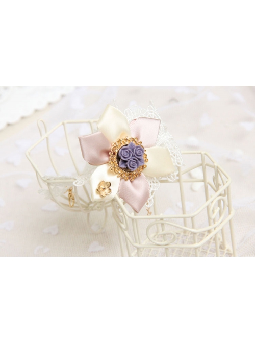 Baroque Retro Fashion White Lace Purple Rose Flower Retro Female Bracelet