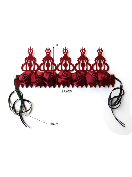Gothic Retro Fashion Christmas Queen Crown Thanksgiving Red Rose Birthday Party Headband