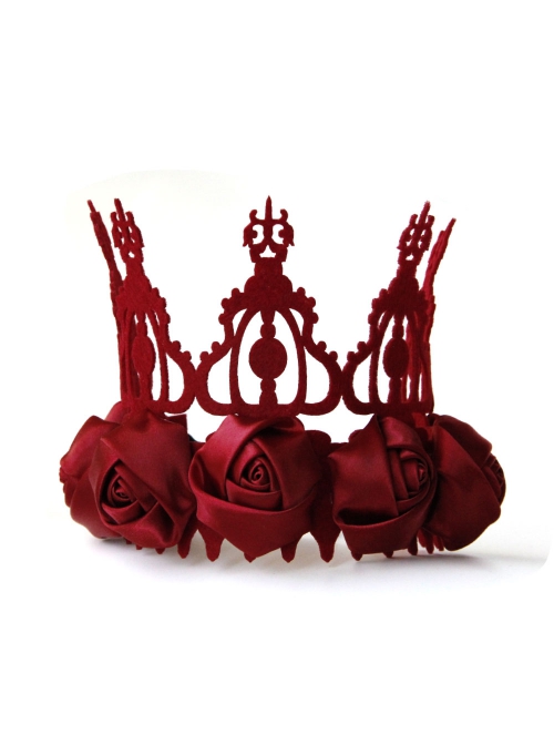 Gothic Retro Fashion Christmas Queen Crown Thanksgiving Red Rose Birthday Party Headband