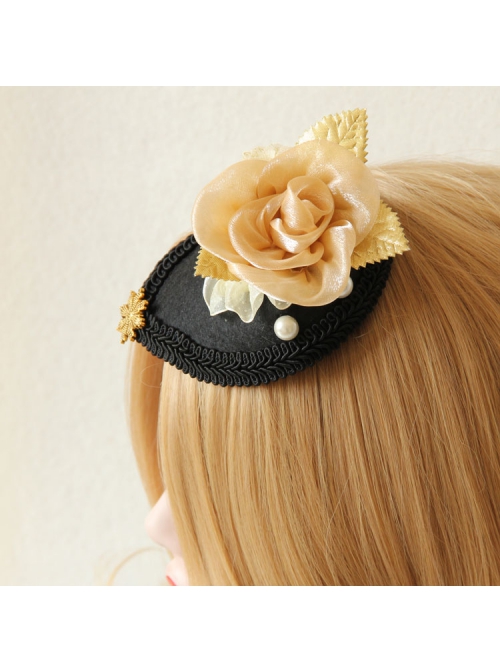 Fashion Retro Snowflake Pearl Yellow Flower Exaggerated Performance Female Top Hat Hairpin