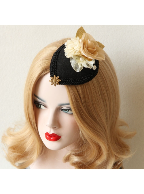 Fashion Retro Snowflake Pearl Yellow Flower Exaggerated Performance Female Top Hat Hairpin