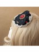 Fashion Personality Gothic Bride Retro Black Lace Rose Flower Ruby Top Hat Hairpin