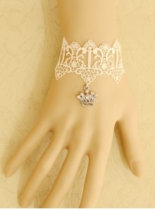 Baroque Fashion Simple Crown White Lace Retro Bride Sweet Female Bracelet