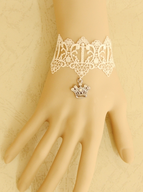 Baroque Fashion Simple Crown White Lace Retro Bride Sweet Female Bracelet
