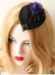 Gothic Palace Fashion Purple Flowers Black Lace Felt Retro Personality Little Top Hat Hairpin
