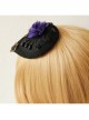 Gothic Palace Fashion Purple Flowers Black Lace Felt Retro Personality Little Top Hat Hairpin