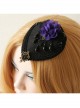 Gothic Palace Fashion Purple Flowers Black Lace Felt Retro Personality Little Top Hat Hairpin