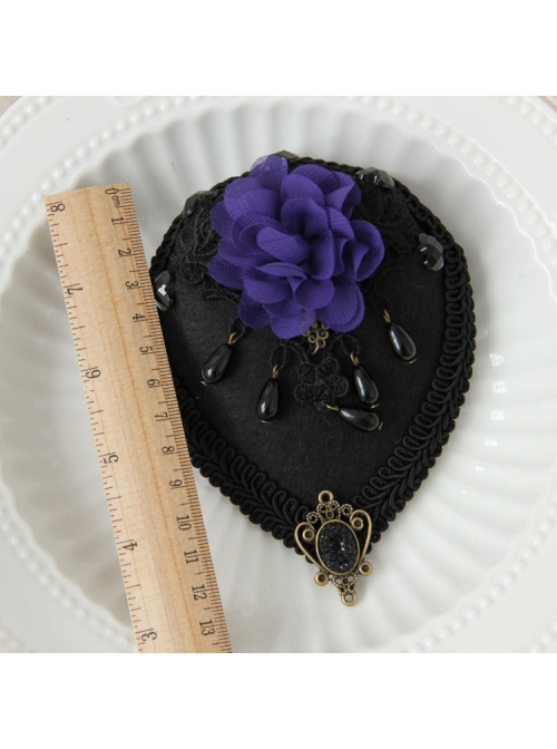 Gothic Palace Fashion Purple Flowers Black Lace Felt Retro Personality Little Top Hat Hairpin