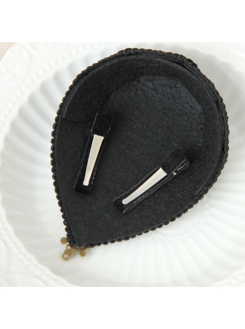 Gothic Palace Fashion Purple Flowers Black Lace Felt Retro Personality Little Top Hat Hairpin