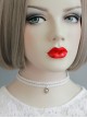 Simple Fashion Baroque Retro Love Heart Diamond White Elastic Short Necklace