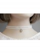 Simple Fashion Baroque Retro Love Heart Diamond White Elastic Short Necklace