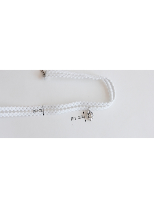 Simple Fashion Baroque Retro Love Heart Diamond White Elastic Short Necklace