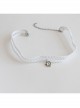 Simple Fashion Baroque Retro Love Heart Diamond White Elastic Short Necklace