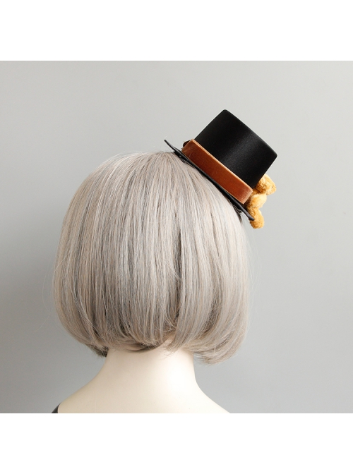 Fashion Personality Cute Lolita Yellow Bear Flower Christmas Show Black Female Top Hat