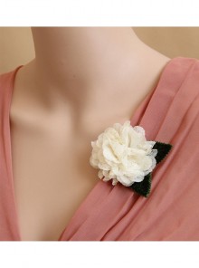 Retro Fashion Personality Simple White Flowers Handmade Female Antique Cloth Brooch