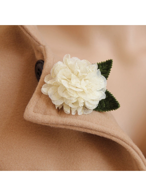 Retro Fashion Personality Simple White Flowers Handmade Female Antique Cloth Brooch