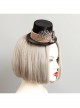 Retro Gothic Fashion Creative Polka Dot Brown Feather Black Felt Cloth Top Hat