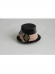 Retro Gothic Fashion Creative Polka Dot Brown Feather Black Felt Cloth Top Hat