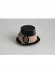 Retro Gothic Fashion Creative Polka Dot Brown Feather Black Felt Cloth Top Hat