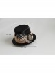 Retro Gothic Fashion Creative Polka Dot Brown Feather Black Felt Cloth Top Hat