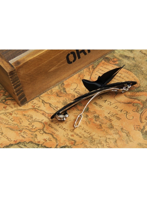 Cute Retro Fashion Simple Lolita Black Bow Lady Golden Hairpin