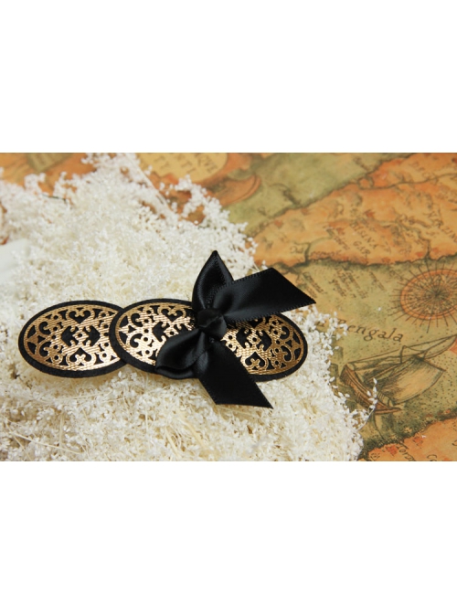 Cute Retro Fashion Simple Lolita Black Bow Lady Golden Hairpin