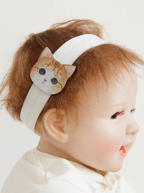Handmade Baby Cute Simple Child Cat Hundred Days Old White Hairband