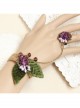 Retro Personality Fashion Female Purple Rose Leaves Hemp Rope Bracelet With Ring One Chain