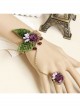 Retro Personality Fashion Female Purple Rose Leaves Hemp Rope Bracelet With Ring One Chain