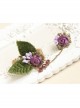 Retro Personality Fashion Female Purple Rose Leaves Hemp Rope Bracelet With Ring One Chain