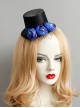 Retro Fashion Personality Party Royal Blue Flowers Black Mesh Top Hat Hairpin