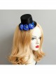 Retro Fashion Personality Party Royal Blue Flowers Black Mesh Top Hat Hairpin