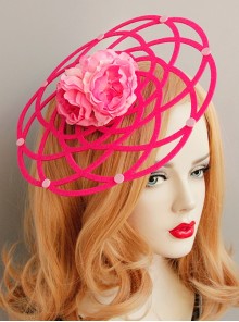 Fashion Exaggerated Personality Pink Flowers Stage Performance Makeup Party Hat