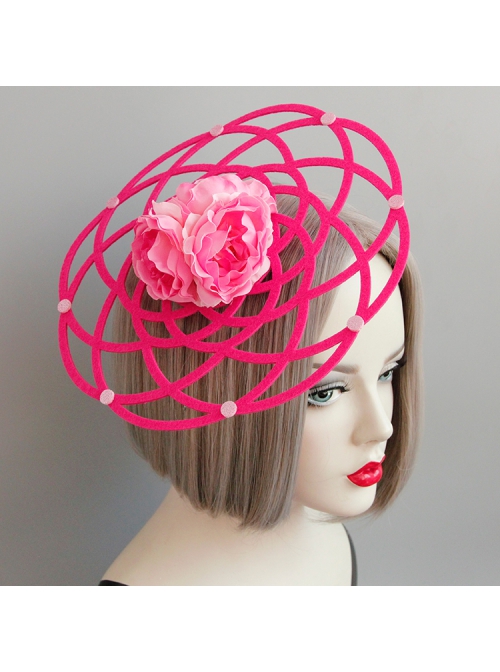 Fashion Exaggerated Personality Pink Flowers Stage Performance Makeup Party Hat