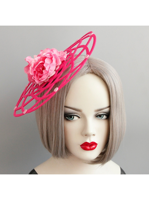 Fashion Exaggerated Personality Pink Flowers Stage Performance Makeup Party Hat