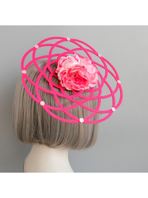 Fashion Exaggerated Personality Pink Flowers Stage Performance Makeup Party Hat