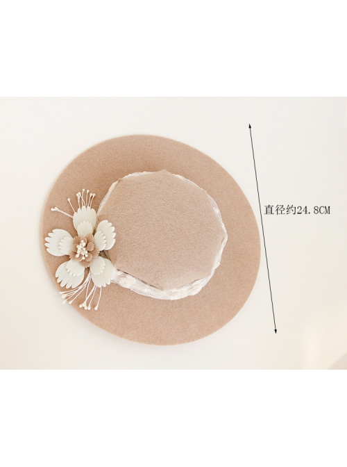 Retro Personality Celebrity Temperament White Lace Flowers Fashion Banquet Pink Top Hat