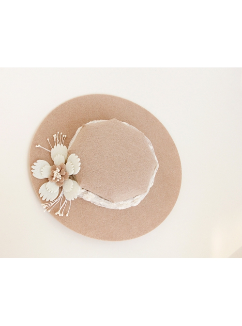 Retro Personality Celebrity Temperament White Lace Flowers Fashion Banquet Pink Top Hat