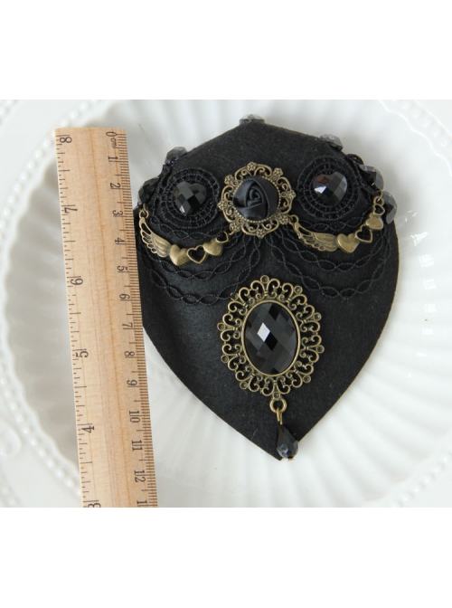Palace Fashion Retro Baroque Love Wings Black Crystal Lace Top Hat Hairpin