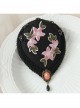 Retro Fashion Pink Embroidery Flower Black Resin Diamond Show Top Hat Hairpin