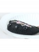 Retro Fashion Pink Embroidery Flower Black Resin Diamond Show Top Hat Hairpin